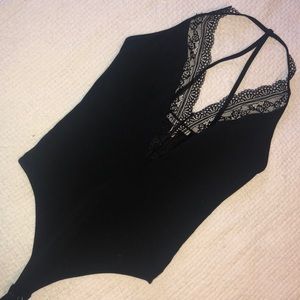 Vneck lace bodysuit